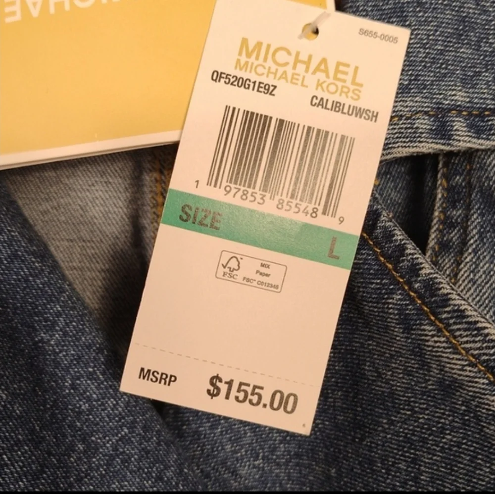 Michael Kors Double-Breasted Denim Trench. Calibluswh Blue. Size L